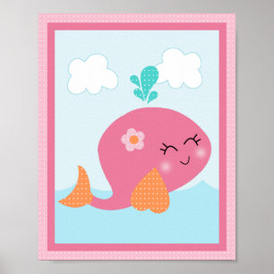 Onder het Zee/Meisje/Sealife/Roze Art Poster