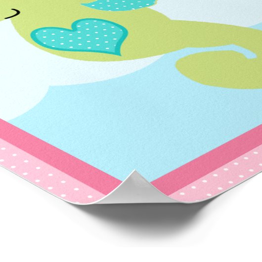 Onder het Zee/Meisje/Sealife/Roze Art Poster (Hoek)