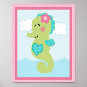 Onder het Zee/Meisje/Sealife/Roze Art Poster