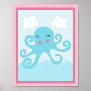 Onder het Zee/Meisje/Sealife/Roze Art Poster