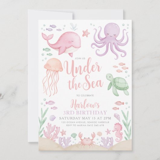 Onder het Zee Meisje Verjaardag Kaart (Voorkant)