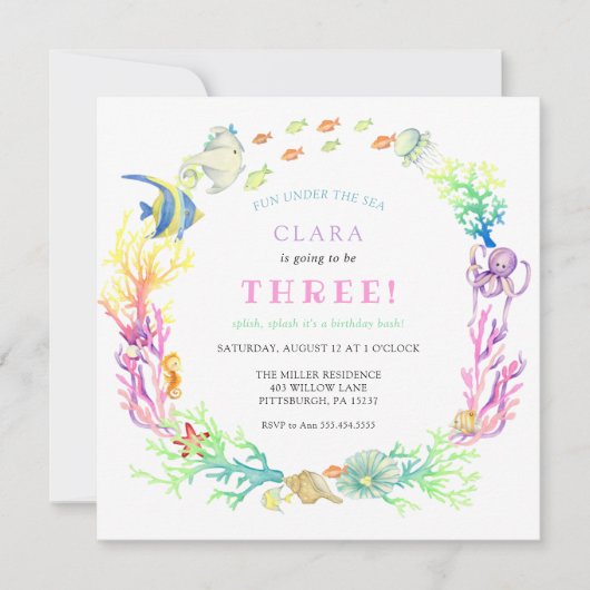 Onder het Zee Meisje Verjaardag Kaart (Voorkant)