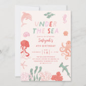 Onder het Zee meisje verjaardagsfeestje Kaart (Voorkant)