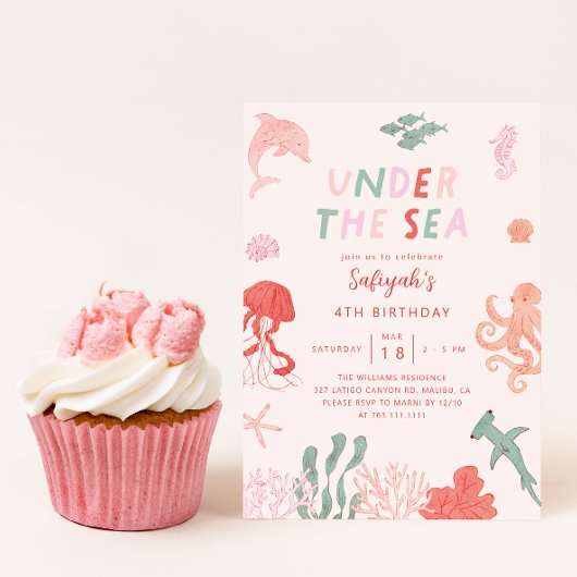 Onder het Zee meisje verjaardagsfeestje Kaart