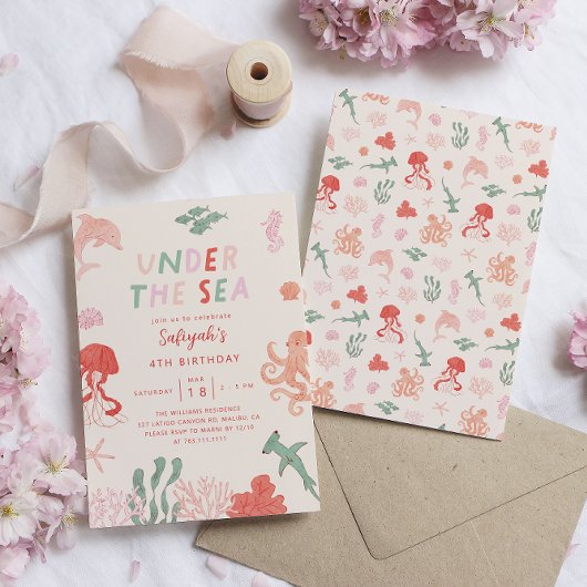 Onder het Zee meisje verjaardagsfeestje Kaart
