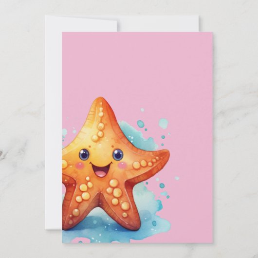 Onder het Zee Meisje Verjaardagsuitnodiging Roze Kaart (Achterkant)