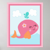 Onder het Zee/meisje/walvis/roze Poster (Voorkant)