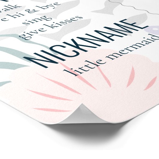 Onder het Zee Mermaid1st Birthday Milestone Poster (Hoek)