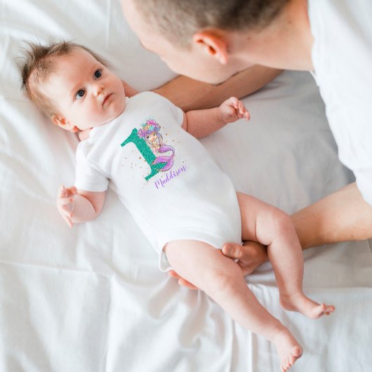 Onder het Zee Mermaid 1st Birthday Baby Bodysuit