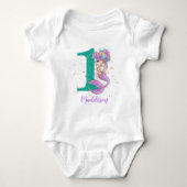 Onder het Zee Mermaid 1st Birthday Baby Bodysuit (Voorkant)