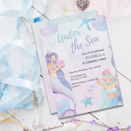 Onder het Zee Mermaid Adventure Birthday Kaart