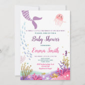 Onder het Zee Mermaid Baby shower Invitation Girl Kaart (Voorkant)