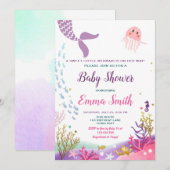 Onder het Zee Mermaid Baby shower Invitation Girl Kaart (Voorkant / Achterkant)