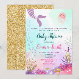 Onder het Zee Mermaid Baby shower Invitation Girl Kaart