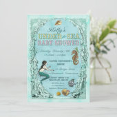 Onder het Zee Mermaid Baby shower Invitation Kaart (Staand voorkant)
