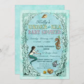Onder het Zee Mermaid Baby shower Invitation Kaart (Voorkant / Achterkant)