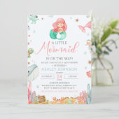 Onder het Zee Mermaid Baby shower Invitation Kaart (Staand voorkant)