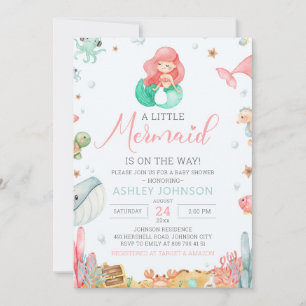 Onder het Zee Mermaid Baby shower Invitation Kaart