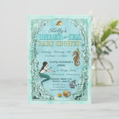 Onder het Zee Mermaid Baby shower Invitation Kaart (Staand voorkant)