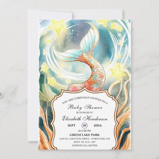 Onder het Zee Mermaid Baby shower Kaart (Voorkant)