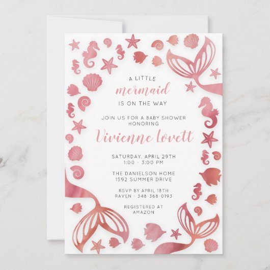 Onder het Zee Mermaid Baby shower Kaart (Voorkant)