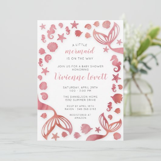 Onder het Zee Mermaid Baby shower Kaart (Staand voorkant)