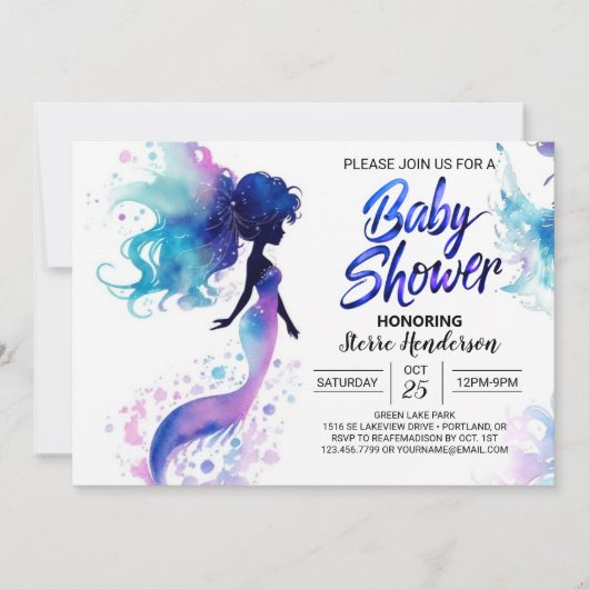 Onder het Zee Mermaid Baby shower Kaart (Voorkant)