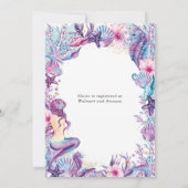 Onder het Zee Mermaid Baby shower Paarse Turquoise Kaart (Achterkant)