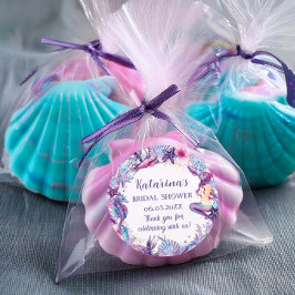 Onder het Zee Mermaid Baby shower Paarse Turquoise Ronde Sticker