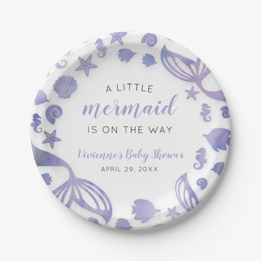 Onder het Zee Mermaid Baby shower Papieren Bordje (Voorkant)