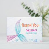 Onder het Zee Mermaid Baby shower partij Bedankkaart (Staand voorkant)