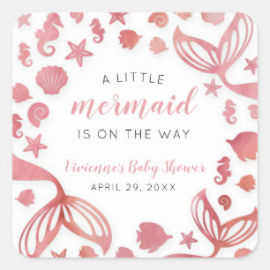 Onder het Zee Mermaid Baby shower Vierkante Sticker