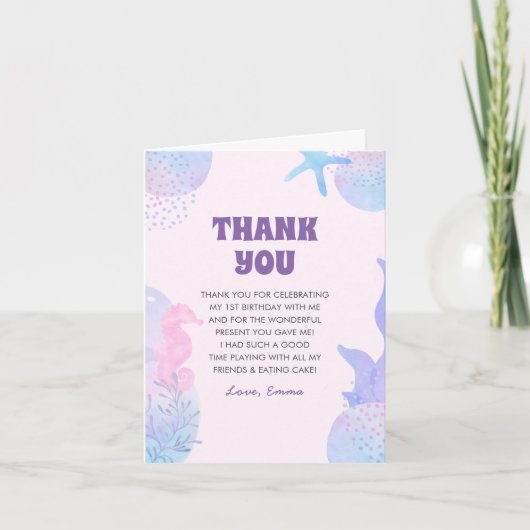 Onder het Zee Mermaid Bedankkaart (Voorkant)