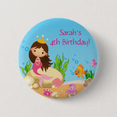 Onder het Zee Mermaid Birthday Button (Voorkant)