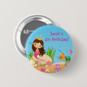 Onder het Zee Mermaid Birthday Button (Voorkant /achterkant)