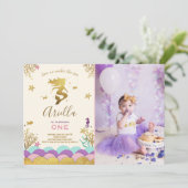 Onder het Zee Mermaid Birthday Invitation Gold Kaart (Staand voorkant)