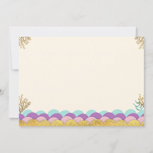 Onder het Zee Mermaid Birthday Invitation Gold Kaart (Achterkant)