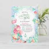 Onder het Zee Mermaid Birthday Invitation Kaart (Staand voorkant)