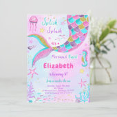 Onder het Zee Mermaid Birthday Invitation Kaart (Staand voorkant)