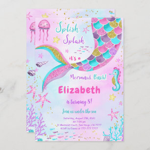 Onder het Zee Mermaid Birthday Invitation Kaart