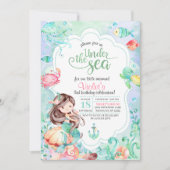 Onder het Zee Mermaid Birthday Invitation Kaart (Voorkant)