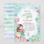 Onder het Zee Mermaid Birthday Invitation Kaart (Voorkant / Achterkant)