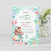 Onder het Zee Mermaid Birthday Invitation Kaart (Staand voorkant)