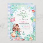 Onder het Zee Mermaid Birthday Invitation Kaart (Voorkant / Achterkant)