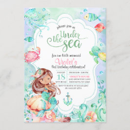 Onder het Zee Mermaid Birthday Invitation Kaart