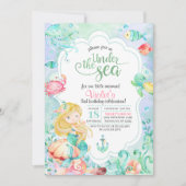 Onder het Zee Mermaid Birthday Invitation Kaart (Voorkant)