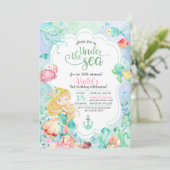 Onder het Zee Mermaid Birthday Invitation Kaart (Staand voorkant)