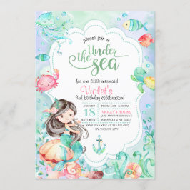 Onder het Zee Mermaid Birthday Invitation Kaart