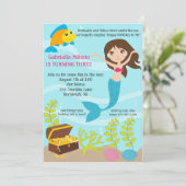 Onder het Zee Mermaid Birthday Invite Kaart (Staand voorkant)