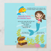 Onder het Zee Mermaid Birthday Invite Kaart (Voorkant / Achterkant)